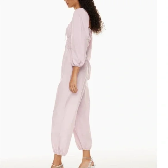 NWT Aritzia Wilfred Waters Poplin Jumpsuit Romper Smocked in Cloudy Lilac Medium - Picture 2 of 12